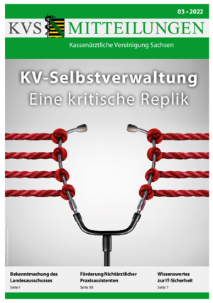 Abbildung des Titels der KVS-Mitteilung, Ausgabe } 03/2022