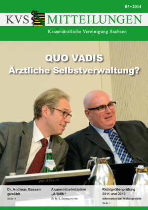 Abbildung des Titels der KVS-Mitteilung, Ausgabe } 03/2014